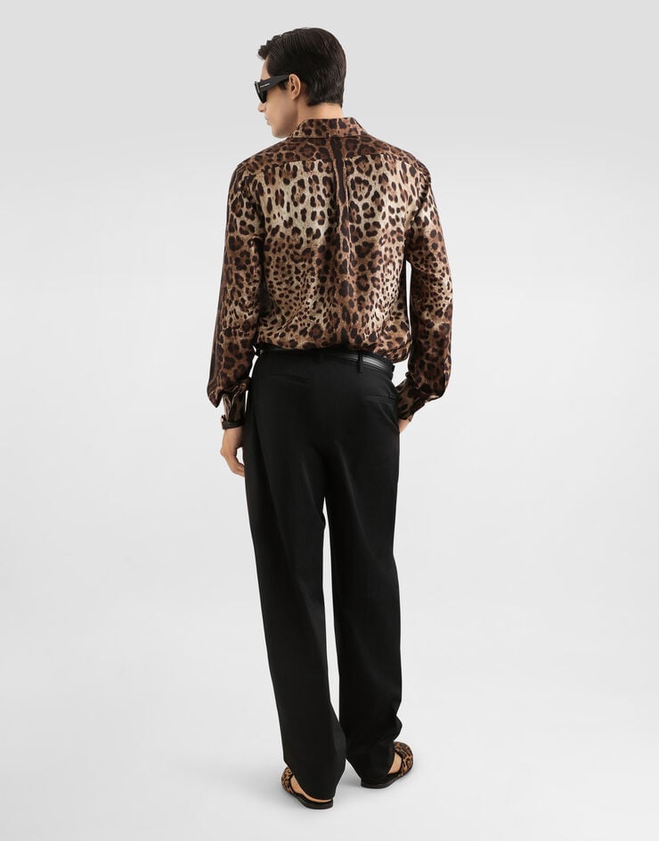 Dolce & Gabbana Leopard-print gold twill shirt Print G5NP9TIS1B7