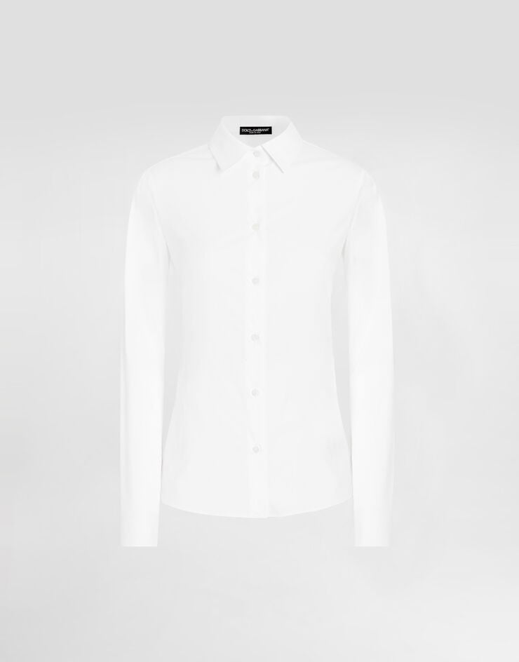 Dolce & Gabbana Chemise en popeline stretch Blanc F5G19TFUEEE