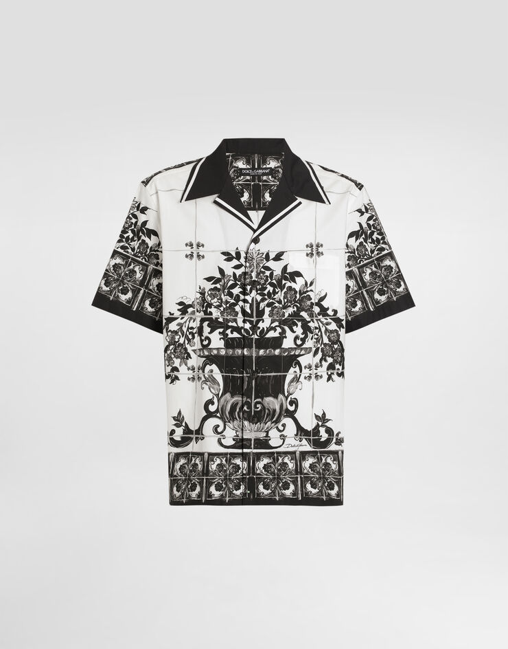 Dolce & Gabbana Hawaiihemd aus Popeline mit Majolika-Print Mehrfarbig G5JH9THH5EC