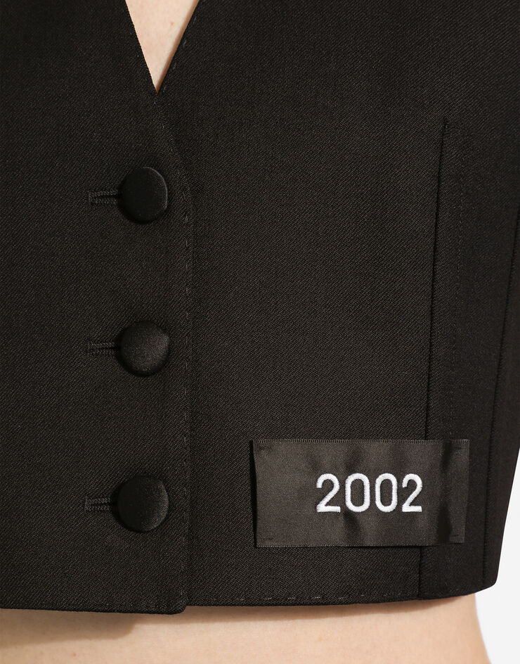 Dolce&Gabbana Chaleco corto en paño de lana Negro F790BTFU21E