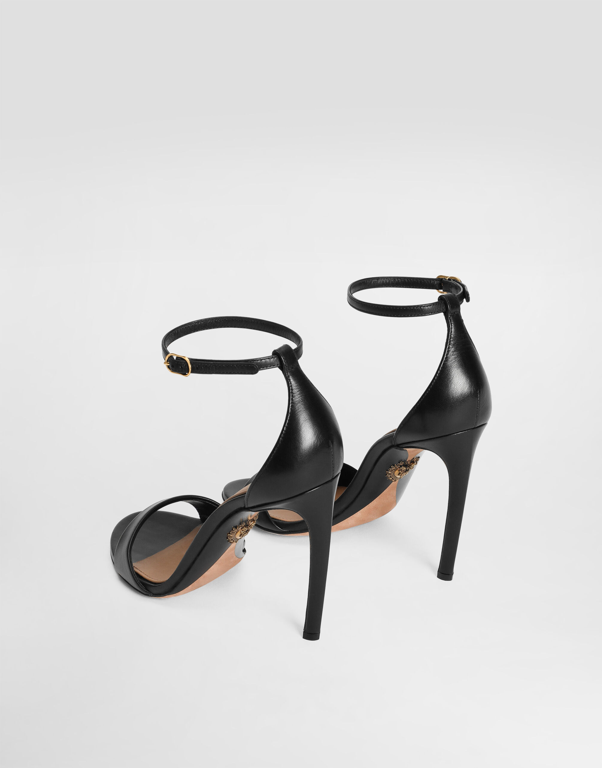 Polished goatskin sandals in Black for Women | Dolce&Gabbana® US