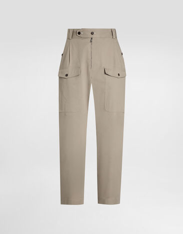 Dolce & Gabbana Stretch cotton gabardine cargo trousers Beige GP135TFUFL3