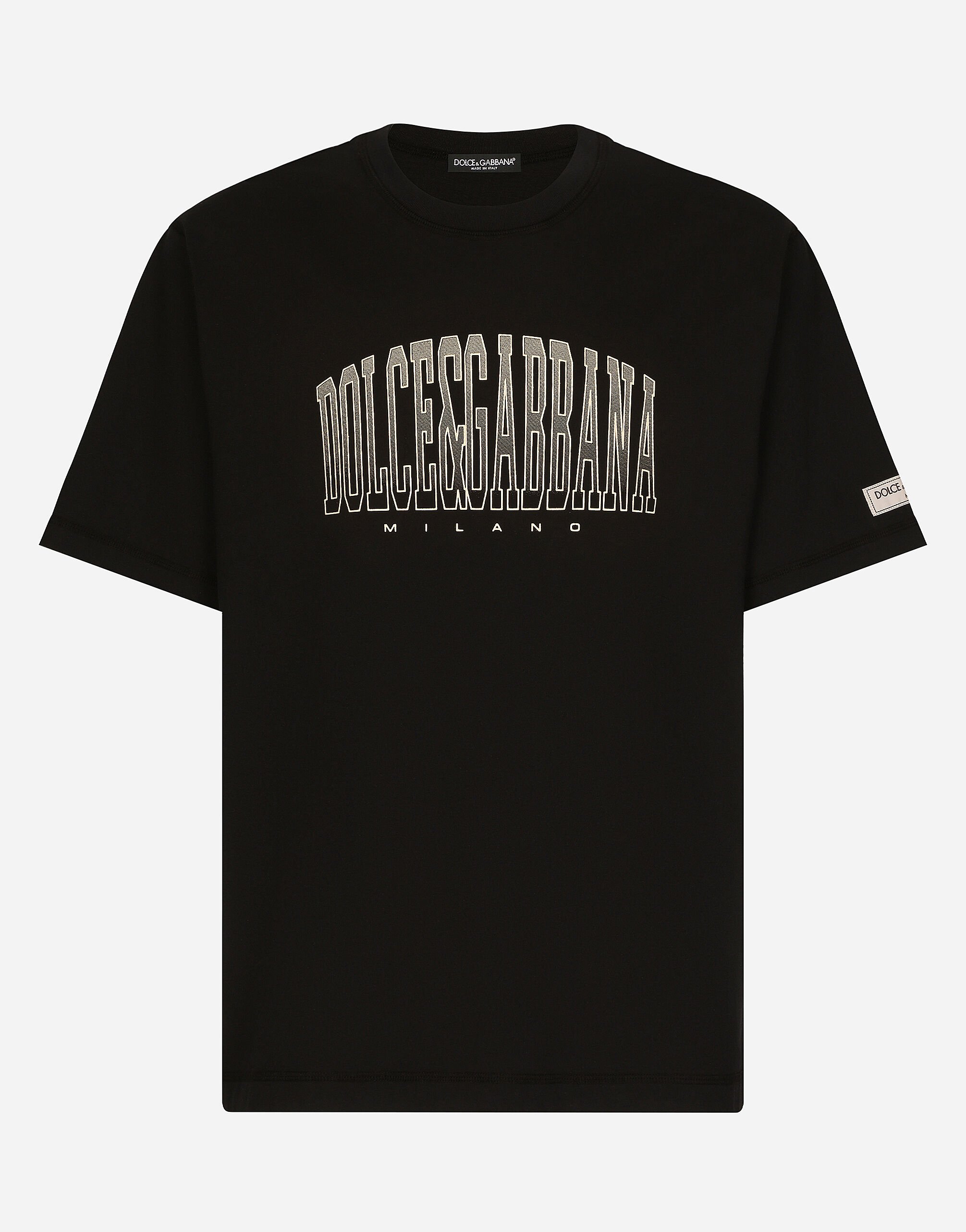 Dolce & Gabbana Cotton T-shirt with Dolce&Gabbana logo print Multicolor G9BBZDG8LM4