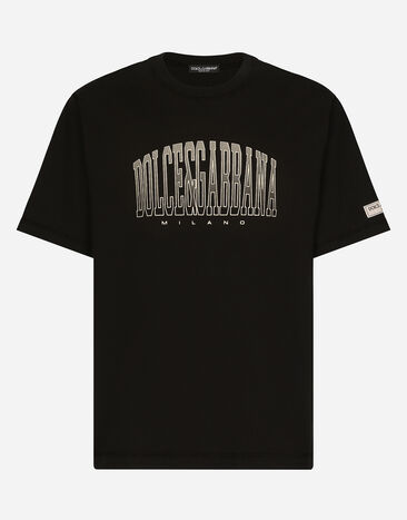 Dolce & Gabbana T-Shirt aus Baumwolle mit Dolce&Gabbana-Logoprint Mehrfarbig G8PN9TG7NPZ