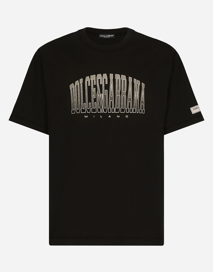 Dolce & Gabbana Camiseta de algodón con logotipo Dolce&Gabbana estampado Negro G8PN9TG7NWT