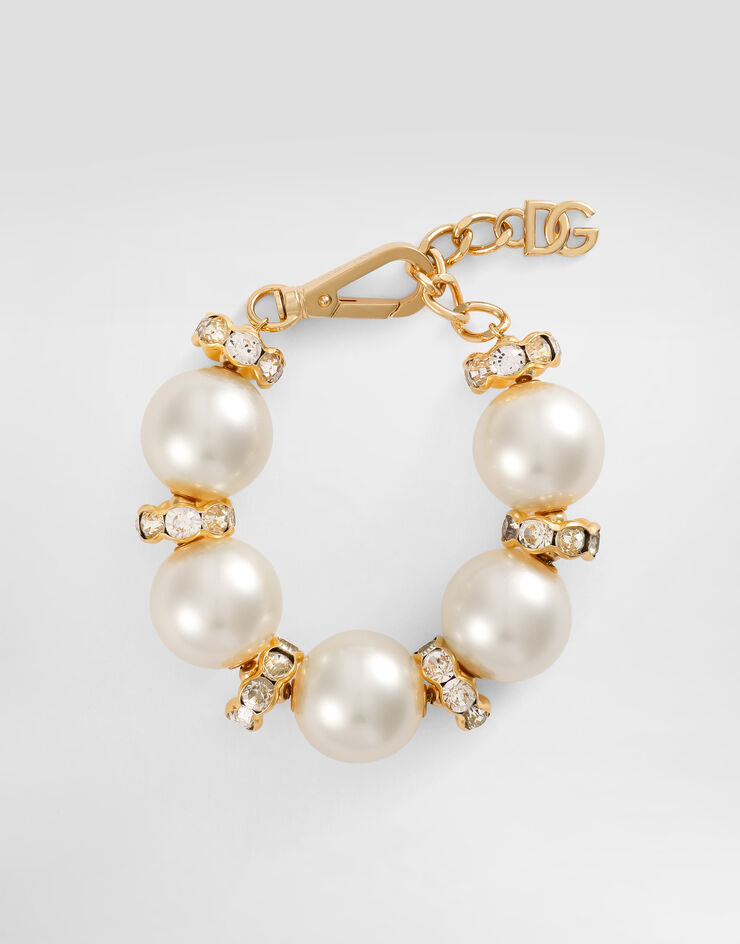 Dolce & Gabbana DG 徽标与廓形球饰手链 白 WBR2E3W1111