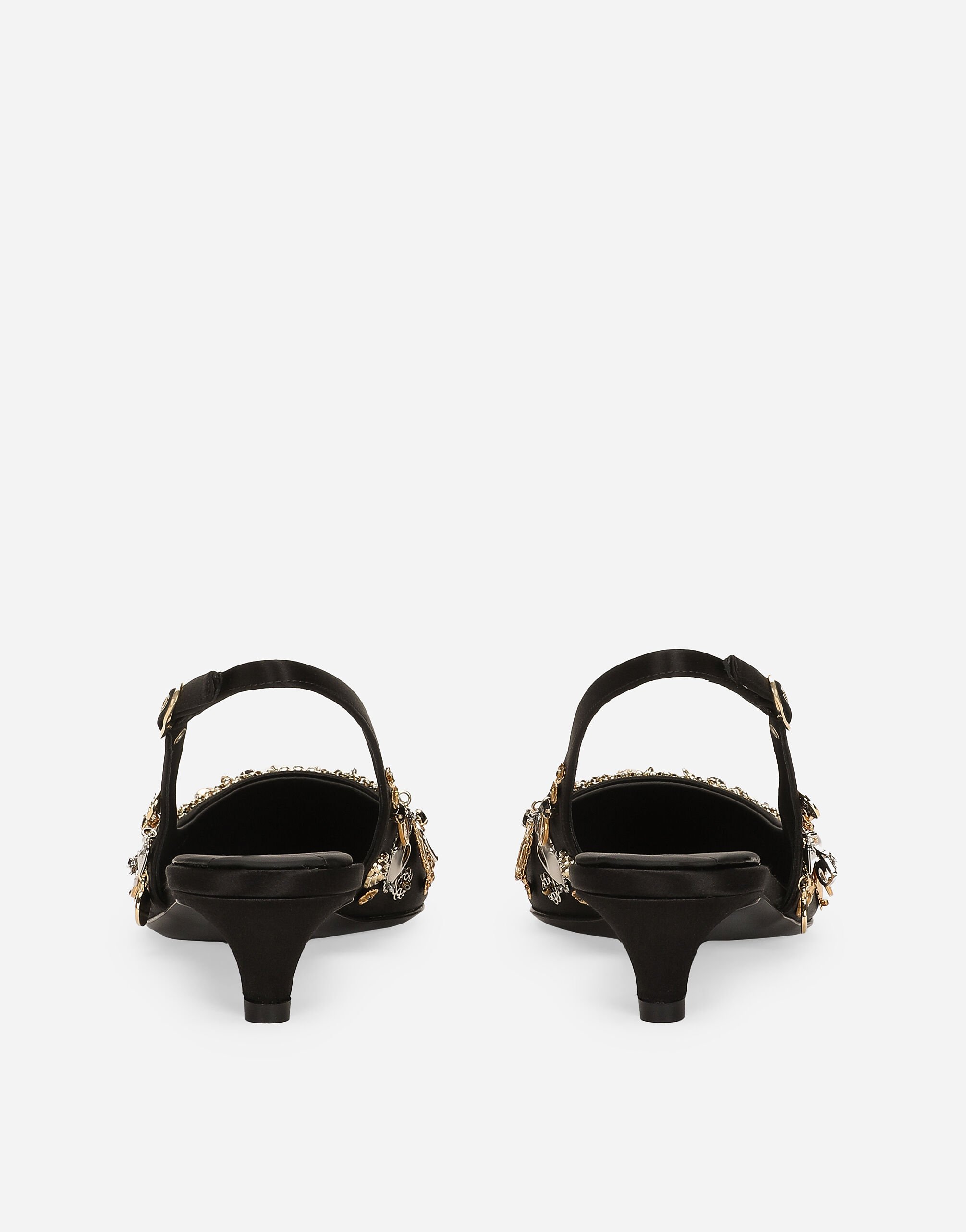 Satin and embroidered slingbacks in Multicolor for Women