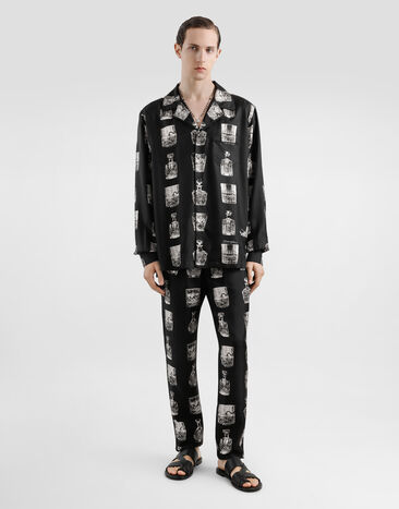 Dolce & Gabbana Camisa de seda con estampado Licores Imprima G5IF1THI1V0