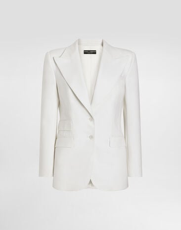 Dolce & Gabbana Veste droite Turlington en toile de laine Blanc F29Z8TFUCCS