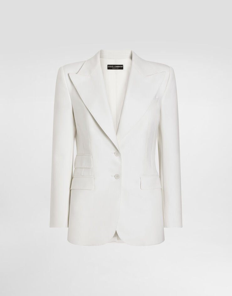 Dolce & Gabbana Single-breasted woolen Turlington blazer White F29Z8TFUCCS