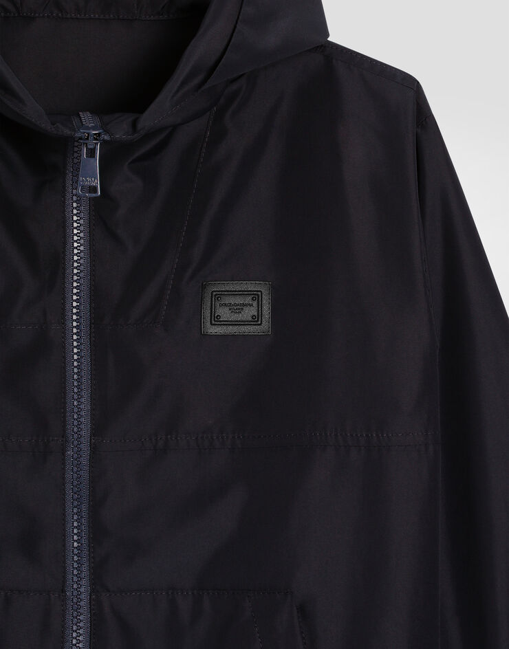 Dolce & Gabbana Chaqueta de tejido técnico con placa con logotipo Azul L42B85FUS0L