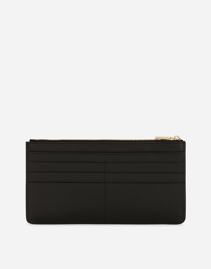 Dolce & Gabbana Porte-cartes grand format en cuir de veau à logo DG Noir BI1265AW576