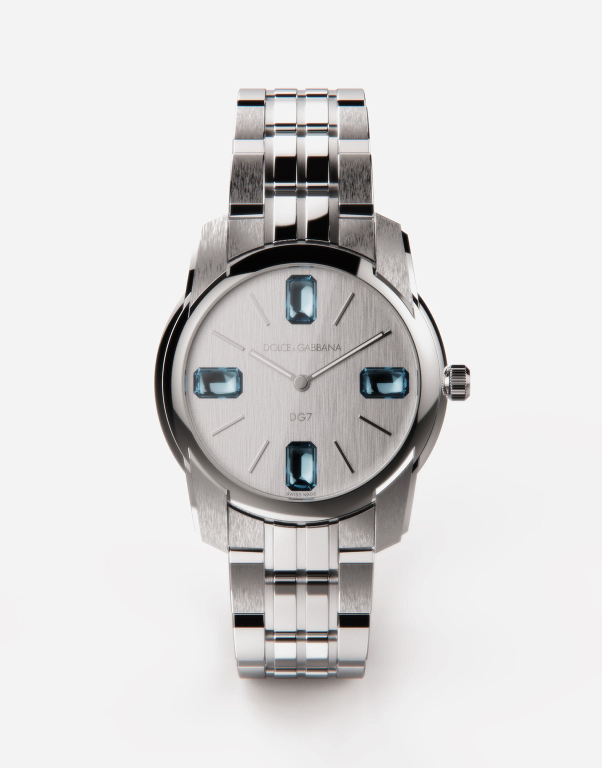 Dolce & Gabbana DG7Gems steel watch with light blue topazes Black VG446FVP187