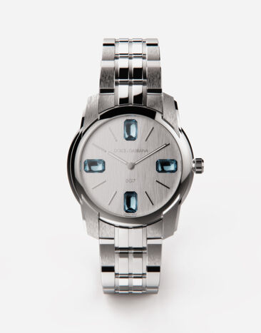 Dolce & Gabbana Reloj DG7Gems de acero con topacios azul claro Burdeos WWEEGGWW045