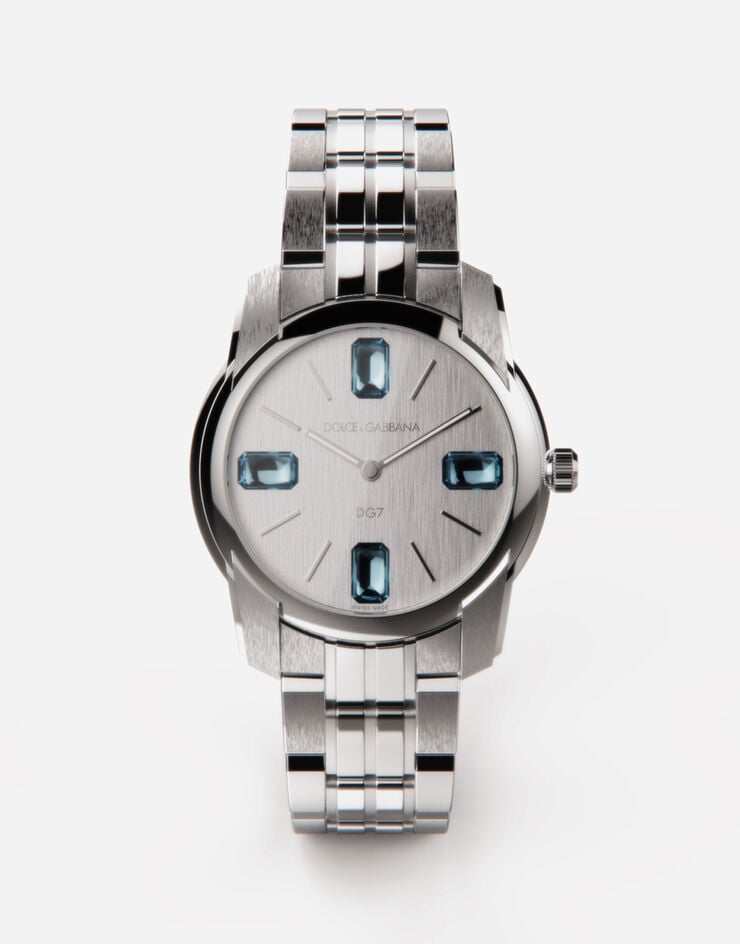 Dolce & Gabbana DG7Gems steel watch with light blue topazes Steel WWFE1SWWB71