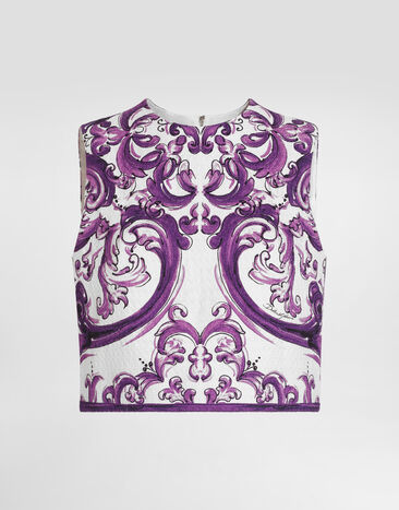 Dolce & Gabbana Majolica-print mat top Multicolor F7AU2TFP9AK