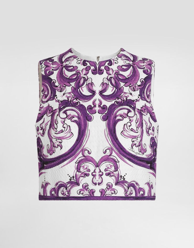 Dolce & Gabbana Majolica-print mat top Multicolor F7AU2TFP9AK