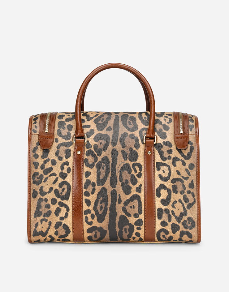 Dolce & Gabbana Transporttasche klein aus Crespo im Leoprint mit Logoplakette Mehrfarbig BB3014AW384