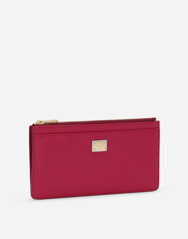 Dolce & Gabbana Portacarte grande in pelle di vitello dauphine Fucsia BI1265A1001