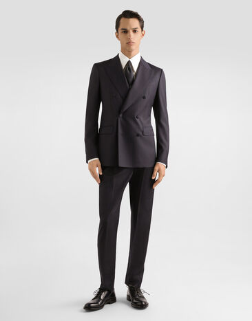 Dolce & Gabbana Double-breasted sicilia light jacket in pinstriped wool Multicolor G2TV8TFR227