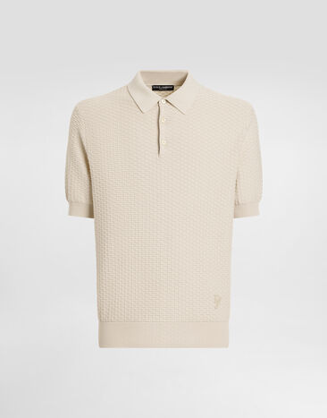 Dolce & Gabbana Poloshirt aus Baumwolle mit Logostickerei Beige GXZ02ZJBCFB
