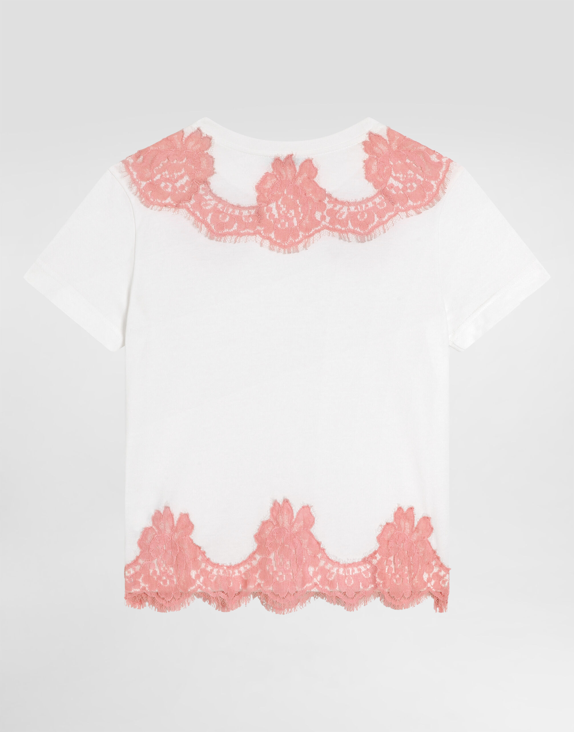 トップス DOLCE&GABBANA lace design T shirt swag Jersey t-shirt with lace and DG embroidery in White for Girls
