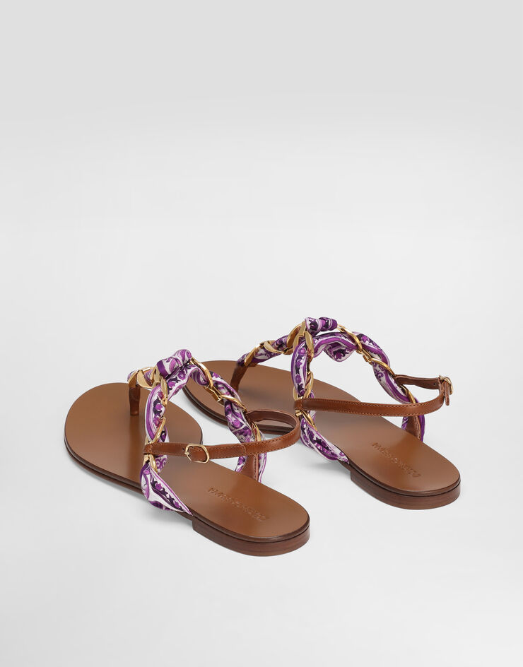Dolce & Gabbana Majolica-print twill flip-flops Multicolor CQ0639AE490