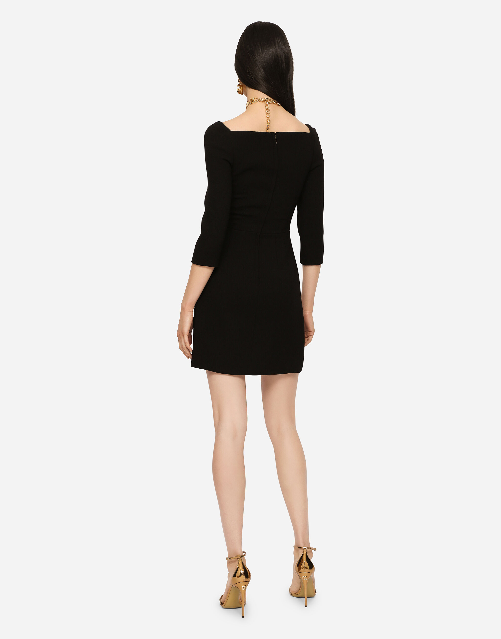 Short double crepe dress in Black for Women | Dolce&Gabbana® US