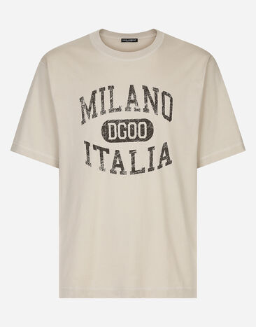 Dolce & Gabbana Camiseta de algodón con logotipo DG estampado Imprima G5JH9TIS1UW