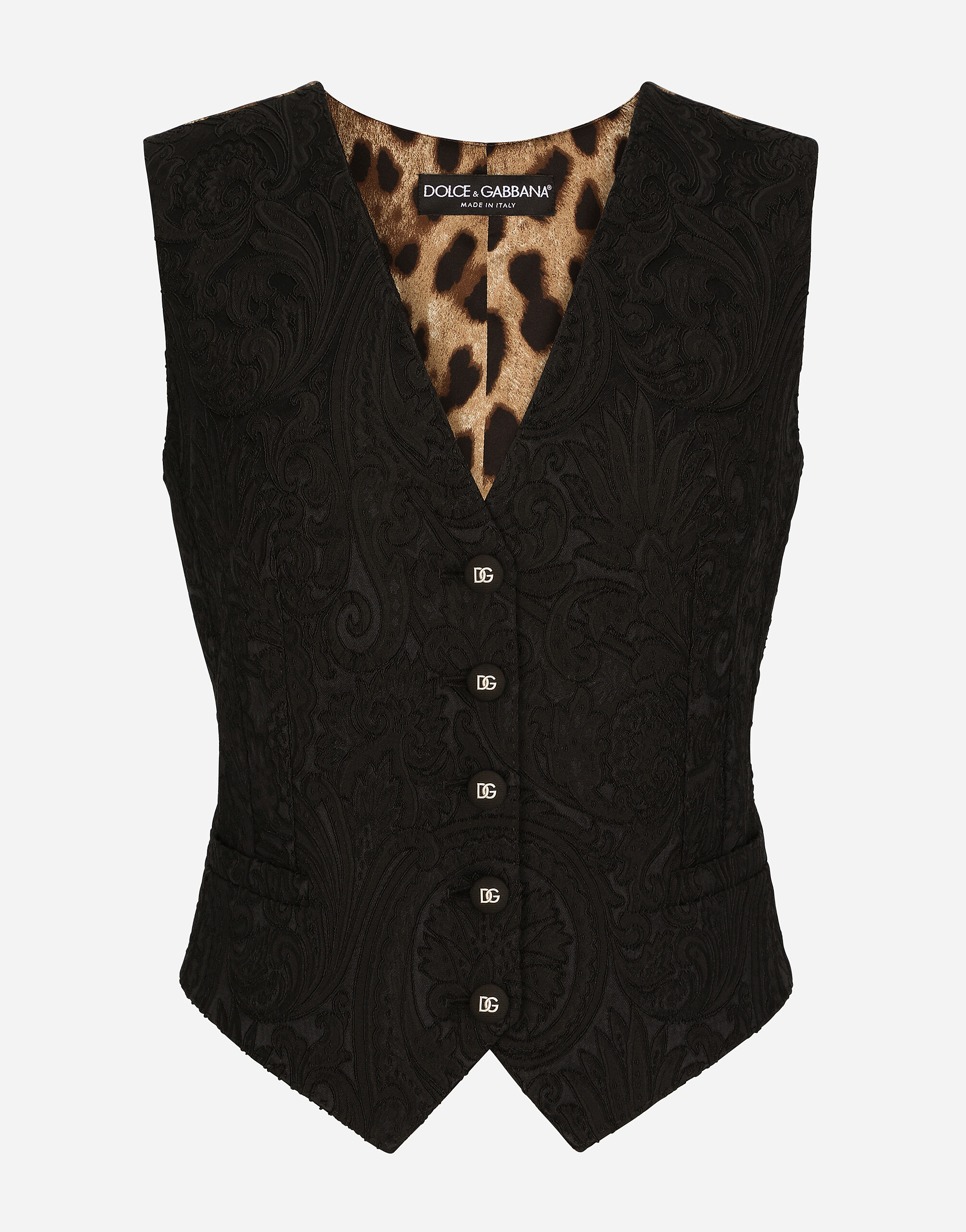 sahara Cut Jacquard Vest 黒 - ジャケット・アウター