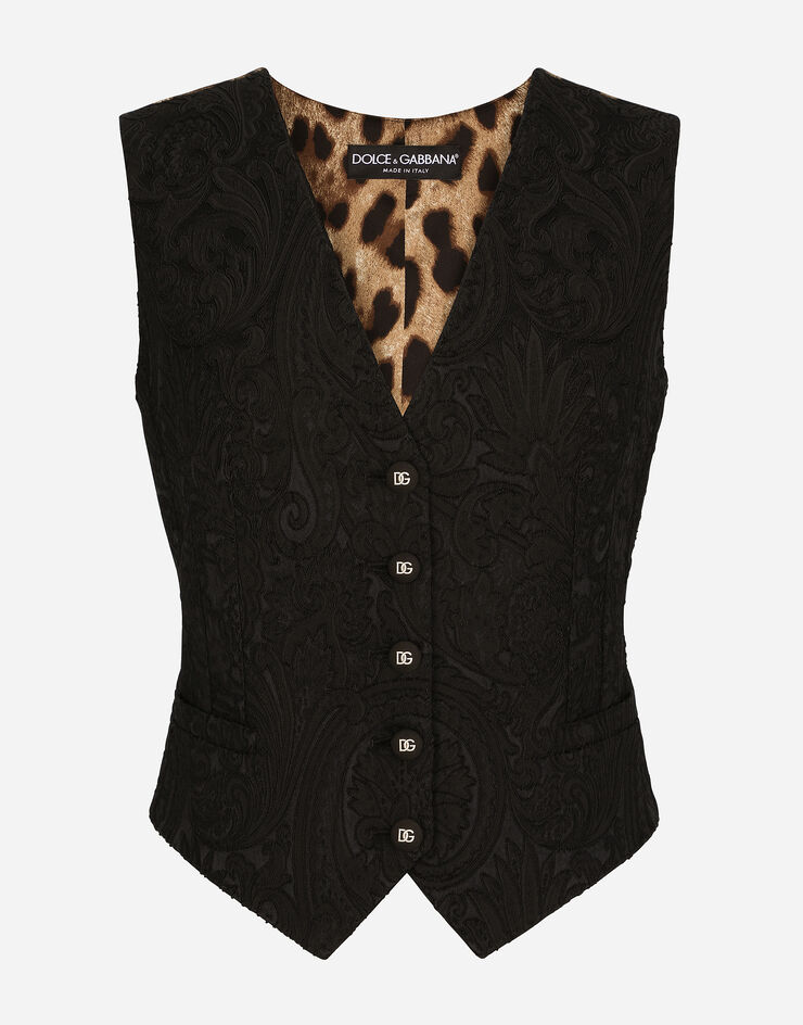 Dolce & Gabbana Ornamental jacquard vest Black F79H5TFJUBL