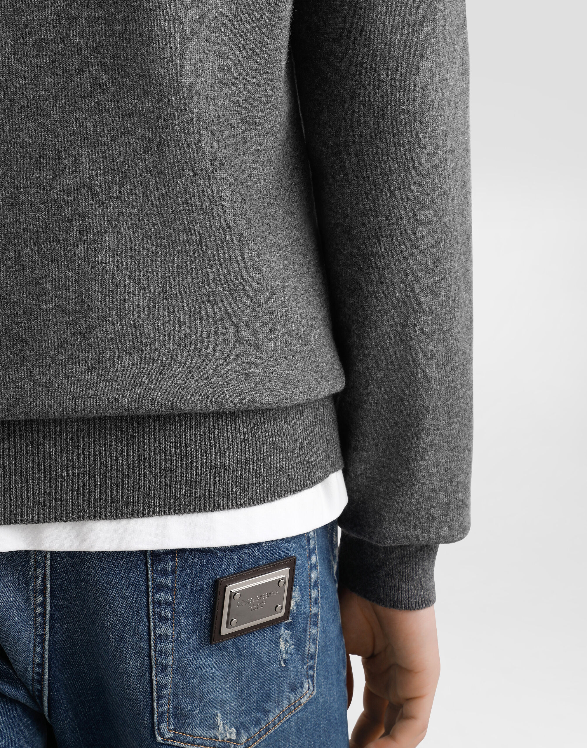 DOLCE&amp;GABBANA ウール プルオーバーニット Greyのメンズ ウール プルオーバー | Dolce&Gabbana®