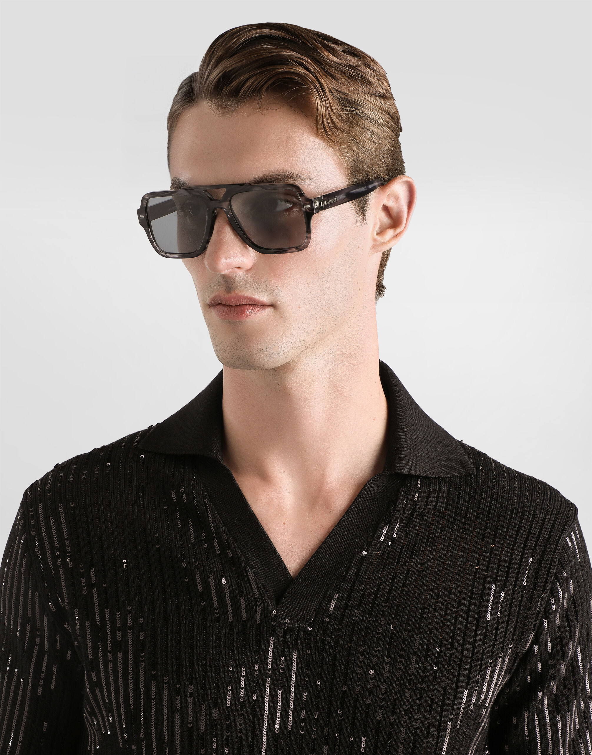 Blackのメンズ ウール＆シルク ポロシャツ | Dolce&Gabbana®