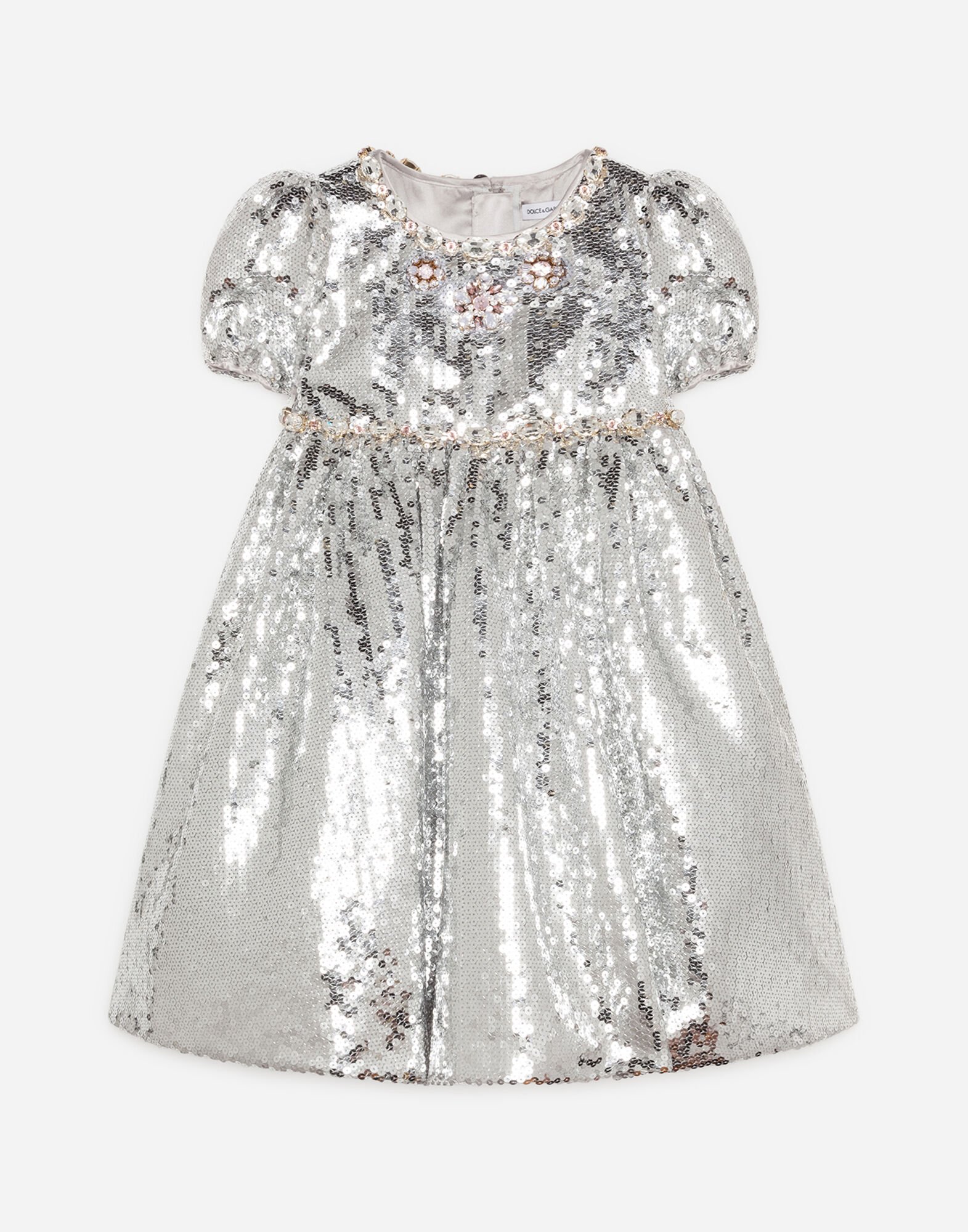 Dolce & Gabbana Sequined dress with jewel decorations White L5JTAZG7B6N
