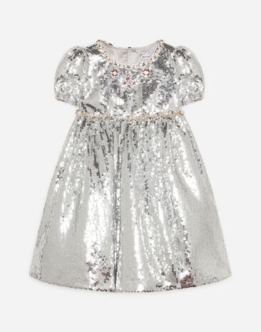 Dolce & Gabbana Pailletten-kleid mit schmuck-verzierung SILBER L52DH1G7VXC