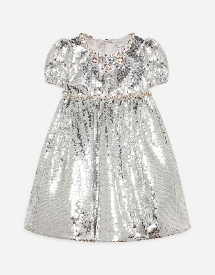 Dolce & Gabbana Abito in pailletes con decorazioni gioiello Silver L52DH1G7VXC