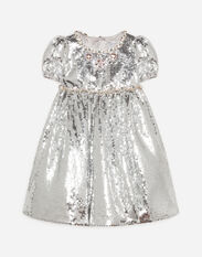 Dolce & Gabbana Sequined dress with jewel decorations White L4JT7TG7OLK