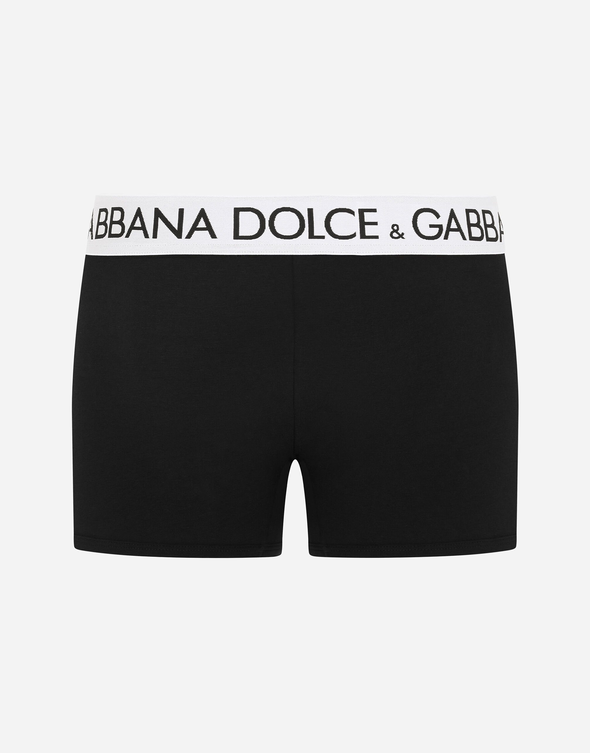 Two-way-stretch cotton jersey long-leg boxers in Black for
