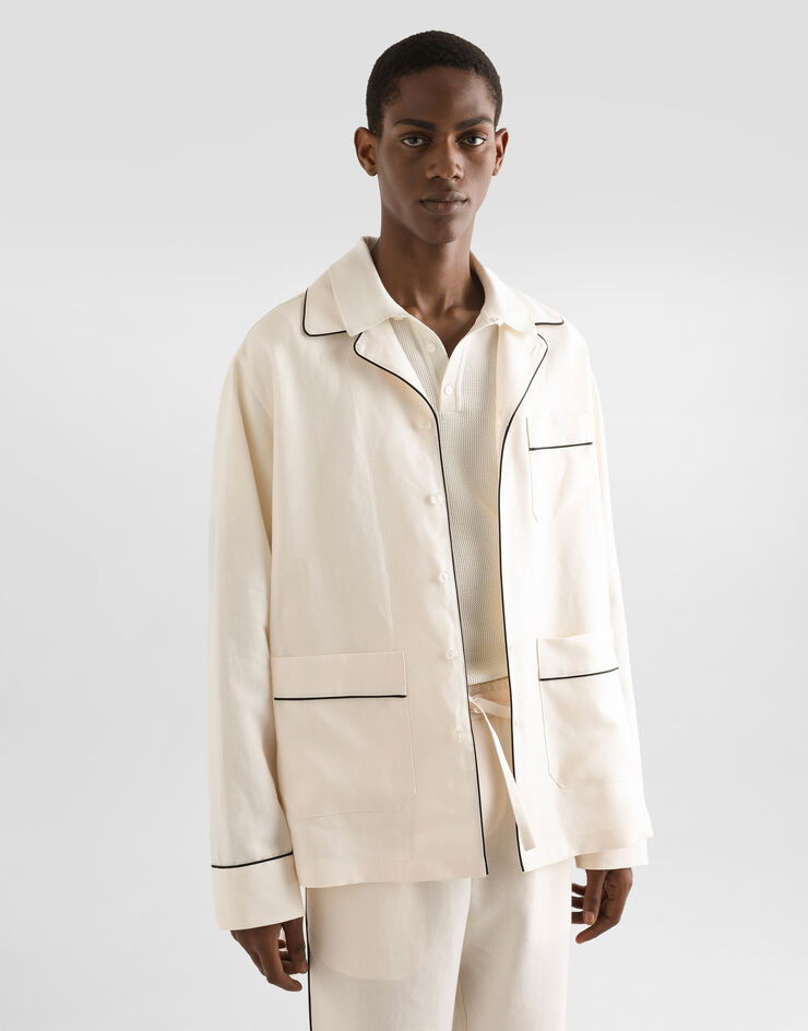 Dolce & Gabbana Linen fabric pajama jacket White G2UZ3TFU4MC