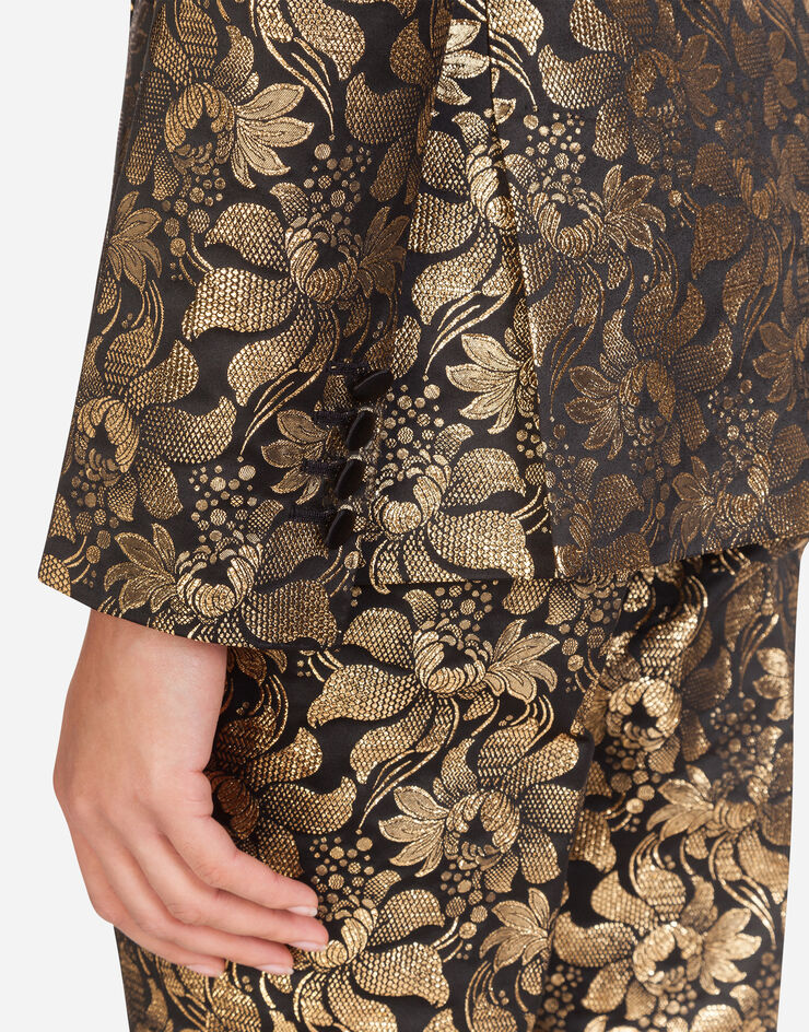 Dolce & Gabbana DOUBLE-BREASTED LAMÉ JACQUARD JACKET ORO F29DITHJMG8