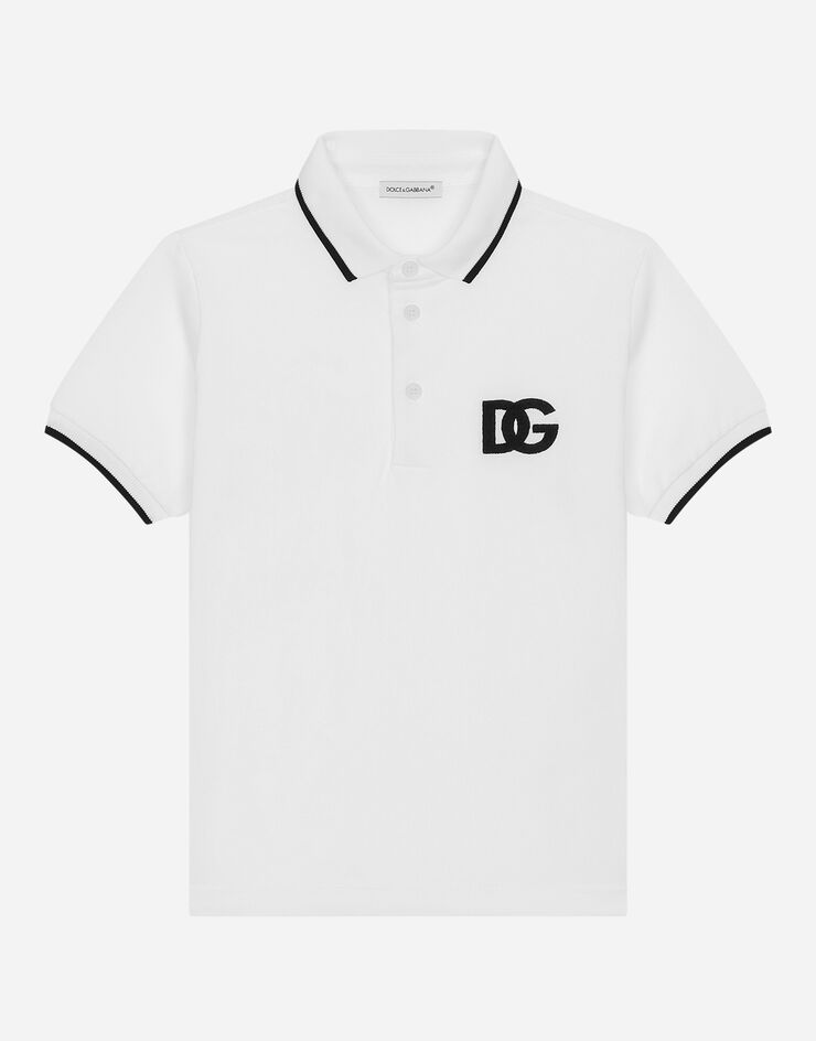 Dolce & Gabbana Piqué polo-shirt with DG logo embroidery White L4JT8VG7IJ7