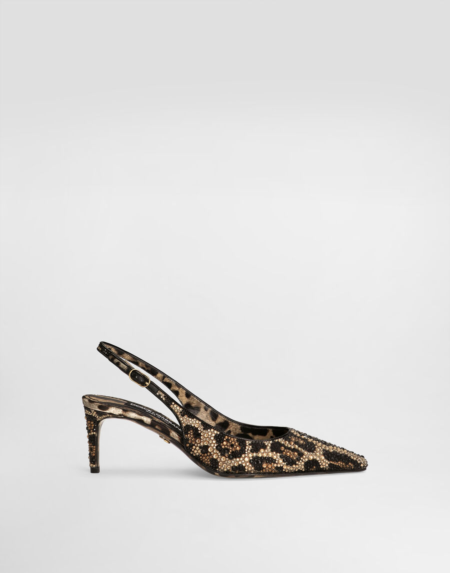Satin slingbacks with fusible rhinestones