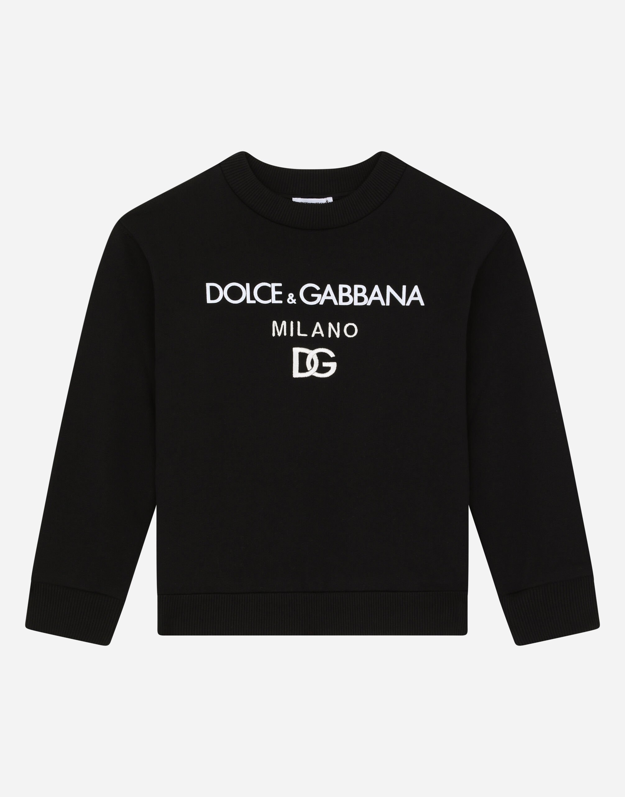 Dolce & Gabbana Round-neck sweatshirt with DG Milano logo Black L4JTEYG7CD8