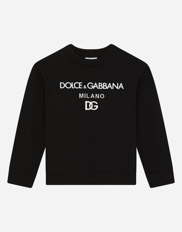 Dolce & Gabbana Round-neck sweatshirt with DG Milano logo Black L4JTEYG7CD8