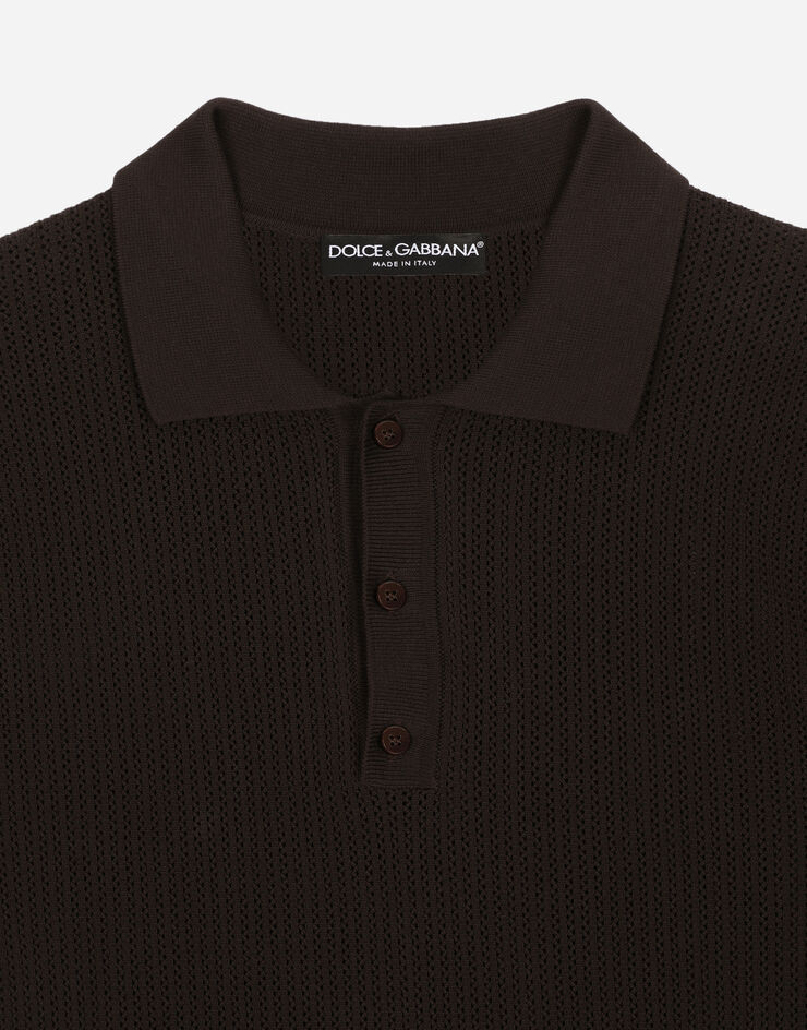 Dolce&Gabbana Cotton polo shirt with logo label Marron GXP68TJBCAB