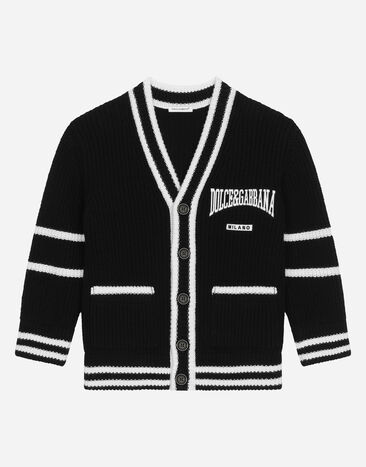 Dolce & Gabbana Knit cardigan with Dolce&Gabbana logo Black L4KWA3JCVZX
