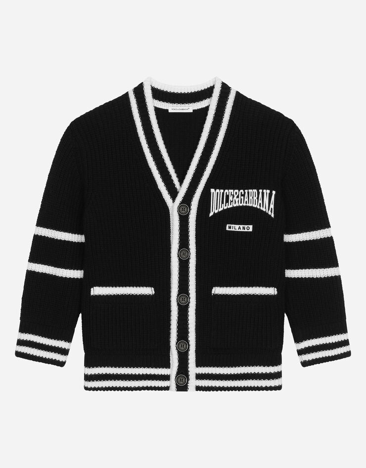 Dolce & Gabbana Knit cardigan with Dolce&Gabbana logo Black L4KWA3JCVZX