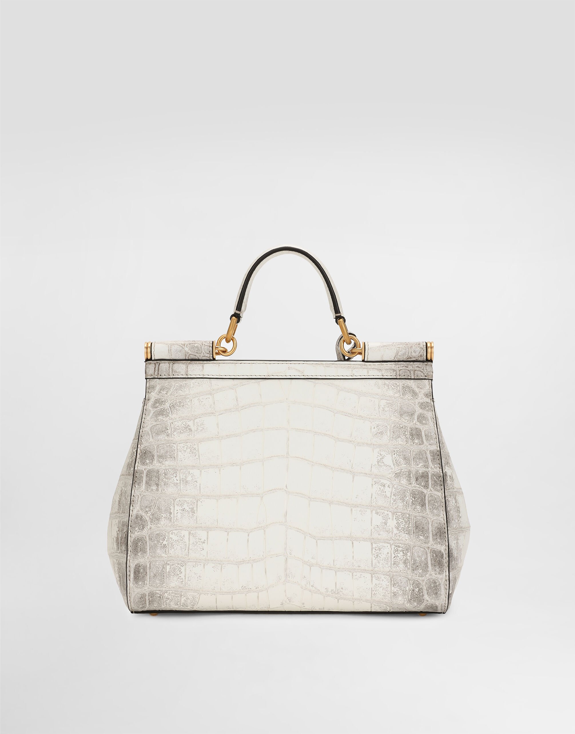 【関税＆送料込み】Dolce & Gabbana White Leather Bag DOLCE & GABBANA Handbag White Leather Sicily DG Shoulder Top