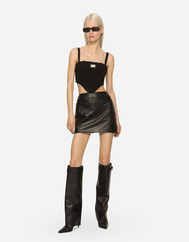 Dolce & Gabbana Minifalda de napa Negro F4CDMLGDBVO