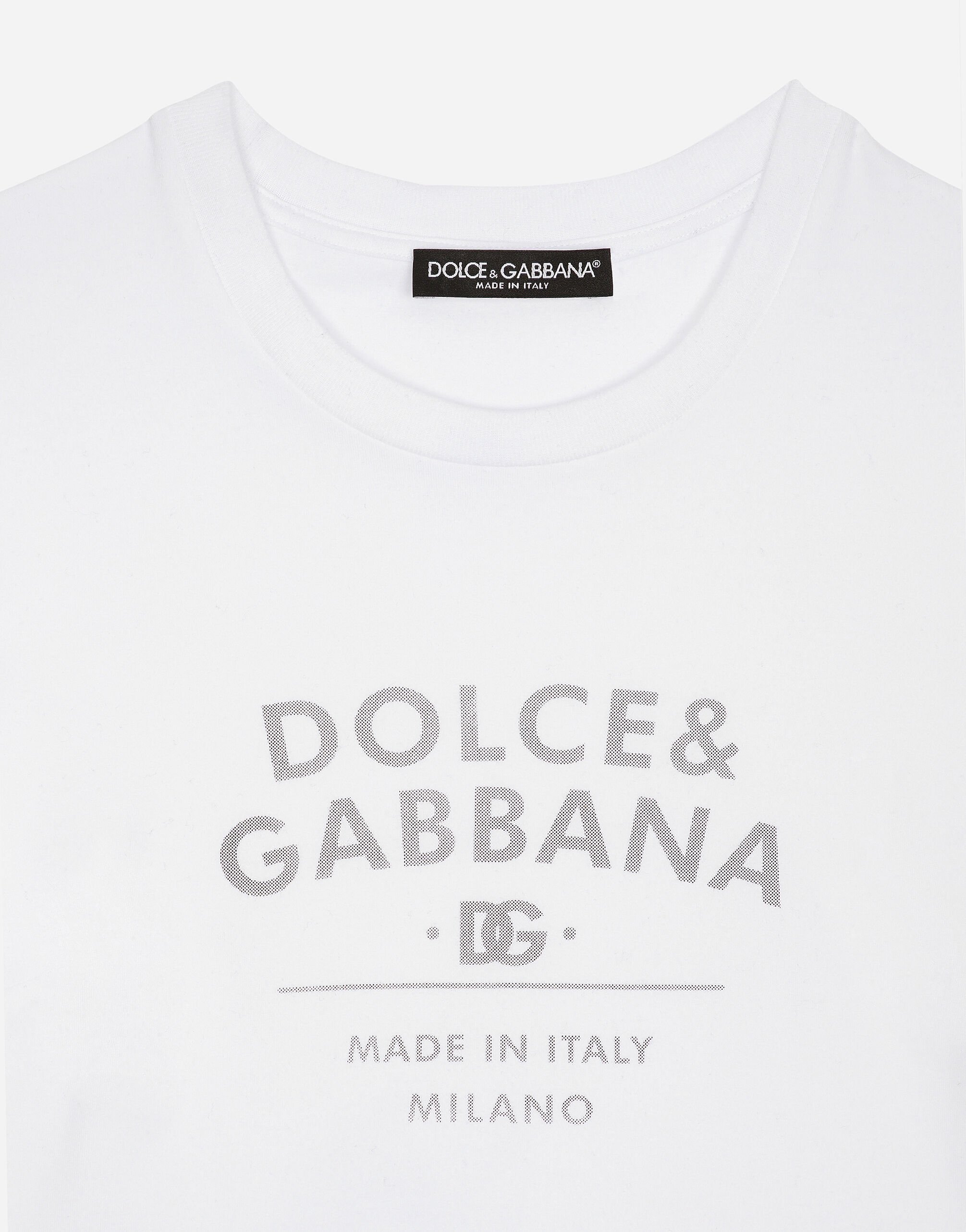 Jersey T shirt with Dolce Gabbana lettering in White for